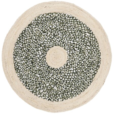 Safavieh 3 x 3 ft. Cape Cod Collection Global Round Hand Woven Rug - Green & Natural CAP210Y-3R